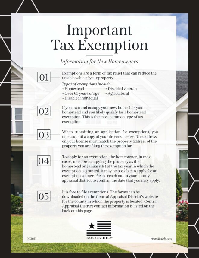 Important tax exemptions in Texas