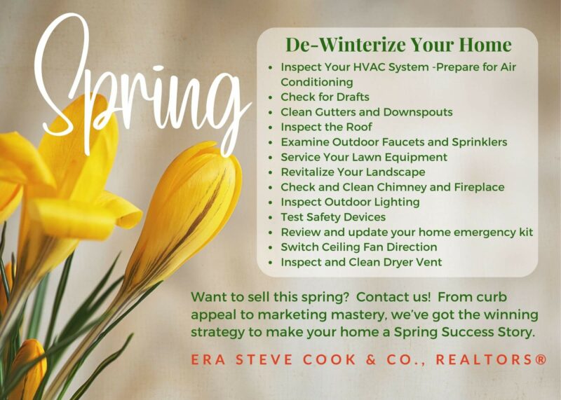 Spring de-winterizing checklist from ERA Steve Cook